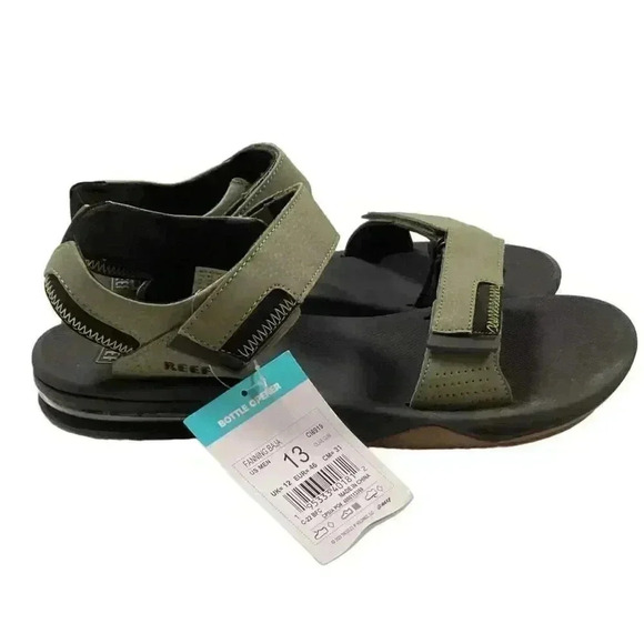 Reef Fanning Baja Mens 13 Strap Sandals Green Olive Faux Leather Vegan NEW main image 10